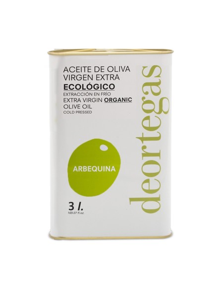 Aceite de Oliva Ecológico Deortegas Arbequina Lata de 3 Litros